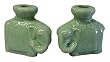 Chinese celadon elephant candleholders - porcelain