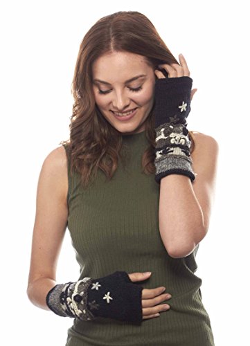 Hand Knitted Wool Wrist Warmers with Fleece Lining
