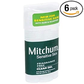 Mitchum Anti-Perspirant & Deodorant, Clear Gel, Sensitive Skin, Fragrance Free, 2.25 oz (63 g) (Pack of 6)