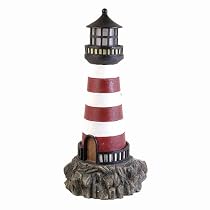 Large Red/White Solar Lighthouse