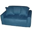 Straight Back Microsuede Sofa Sleeper and 2 Pillows- Blue
