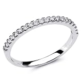 14K White Gold Round-cut Diamond Ladies Women Wedding Band Ring (0.24 CTW., G-H Color, SI1-2 Clarity)