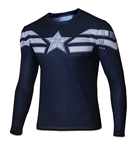 G-Like Men's Winter Solider Long T-shirt Captain America Top Fashion Running Shirt (Large)