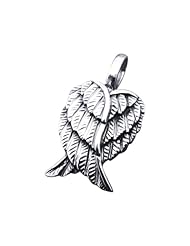 Delightful Petite Heart-Shaped Angel Wings Sterling Silver Pendant