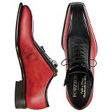 Forzieri Italian Handcrafted Red and Black Leather Dress Lace-up Shoes