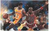 Michael Jordan Guarding Magic Johnson Sports Poster Print - 11x17