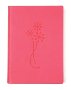 Pink Embossed Flower Leather Journal - Lined