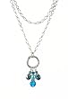 Necklace - N250 - Long Firepolished Beads & Pearl Cluster ~ Aqua