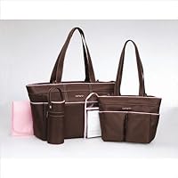 Carters 5-Piece Girls Diaper Bag Set - brown/pink, one size