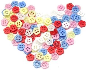 AllCraft Lot of 100 Glitter Flower Buttons Mixed Color DIY Sewing Scrapbook Craft 4 Holes