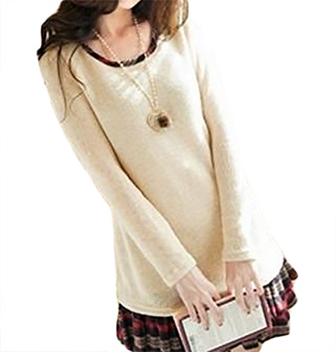 【 スマイズ スマイル 】 Ｓｍａｉｄｓ×Ｓｍｉｌｅ 重ね着 レディース かわいい 長袖 ワンピース チェック 柄 ミニ スカート きれいめ チュニック ラウンド U ネック 美 ライン 秋 冬 春