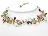Sweet Blossom in Spring, Hand Woven Station Necklace, Swarovski, Czech Crystal Glass, Chalcedony, Sea Glass, 14K Gold Filled Chain (1100)
