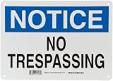 Brady 22164 10 Height, 14 Width, B-401 Plastic Blue And Black On White Color Admittance Sign, Legend Notice No Trespassing