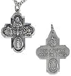 Cast Pewter 1-1/4" Four Way Cross Pendant with Bright Cut Accents. 24" Steel Chain.