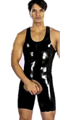 Efashionmx Mens Pu Leather Open Crotch Costumes Catsuit Bodysuits