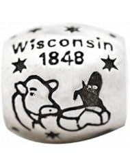 De Buman Sterling Silver Us 50 State Wisconsin Bead,hole 5mm