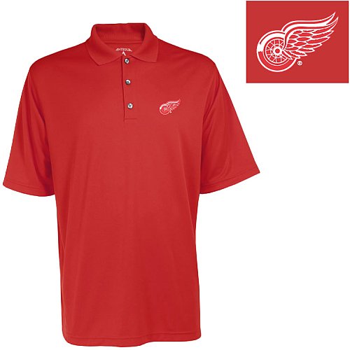 Antigua Men's NHL Detroit Red Wings Exceed Desert Dry Xtra-Lite Short Sleeve Polo, Dark Red, Large