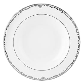 Lenox Coronet Platinum 9-Inch Platinum-Banded Fine China Pasta Rim Soup Bowl, Set of 4 by Lenox