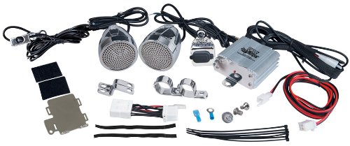Pyle PLMCA61 600 Watts Motorcycle/ATV Amplifier with Dual Handle-Bar Mount Weatherproof Speakers, MP3/iPod Input, USB Charger - Set of 2