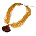 Amber Glass Multistrand Beaded Drop Pendant Necklace