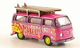 Produkt-Bild: VW T2 Bus, Peace, mit Surfbrettern, Modellauto, Fertigmodell, Oxford 1:76