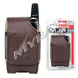 High Quality Brown Leather Vertical Stylish Carry Case Pouch With Magnetic closing flap For Kyocera Deco E1000 KX9A / Samsung SGH-T409