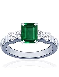 18K White Gold Emerald Cut Emerald Ring With Sidestones (GIA Certificate)