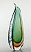 X346-1 Green and Random blue lines Art Glass Vase