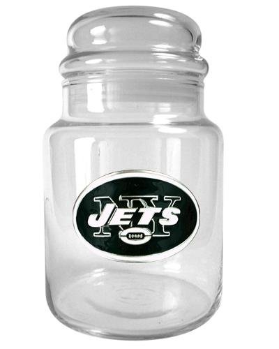 NFL New York Jets 31-Ounce Glass Candy Jar - Primary Logo
