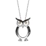 10k Two-Tone Gold Black, White and Champagne Diamond Owl Pendant (.10 cttw, I-J Color, I3 Clarity), 18"