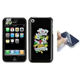 Love Is A Gamble Designer Snap-On Case Cover with Screen Protector Shield ALL for Apple iPhone 4gb 8gb 16gb 1st Generation ONLY (iPhone NOT included)