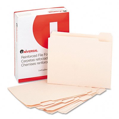 File Folders, 1/5 Cut Assorted, 2-Ply Top Tab, Letter, Manila, 100/bx