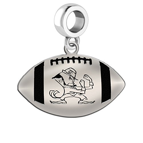 Notre Dame Fighting Irish Sterling Silver Football Cut Out Drop Charm Fits All European Style Charm Bracelets