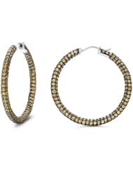14k White Gold 10.90 Ctw Yellow Sapphire Hoop Earrings
