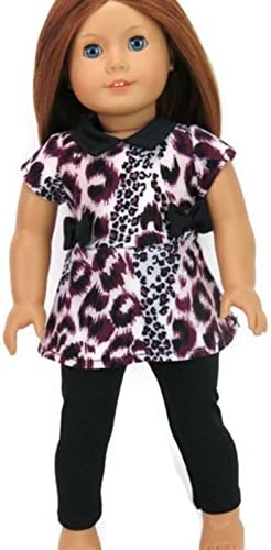 Animal Print Top &amp; Black Legging Pants made for 18" American Girl Doll Clothes