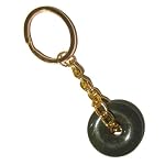 Bloodstone Keychain 04 Donut Green Red Gold Key Ring Fob Crystal Healing Stone