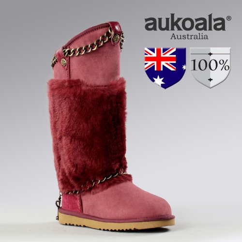 Aukoala Snow Boots Australia Sheepskin Warm Bertha For Womens_Rose Pink_Us Size 8 On Sale