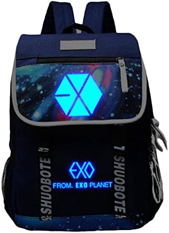 Poisoning Maze Backpack Schoolbag Junior Harajuku Star Package Blue Glow White Glow Symbol (blue EXO blue light)