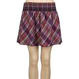 FULL TILT Womens Smocked Plaid Flannel Mini Skirt - Purple Combo