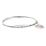 Bracelet - B150 - Bangle Style Friend Prayer ~ A Friend is Someone We Turn To When Our Spirits Need a Lift. A Friend is Someone We Treasure For Our Friendship is a Gift. A Friend is Someone Who Fills Our Lives With Beauty, Joy, etc..... + Heart Charm ~ Silver Tone Metal
