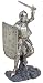 Sporting Goods : Knight in Armor Statue - Wielding Sword in Battle Ready Pose and Carrying Shield Adorned with Fleur de Lis and Griffyn Symbols