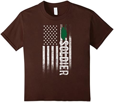 Kids American Soldier War USA Flag Proud Freedom Vintage T-Shirt 10 Brown