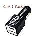 Car Charger,KingAcc(TM) 1-Pack 12W 2.4A Dual Port USB Car Charger Cigarette Charger Designed for Iphone 6 6 Plus 5s 5c 5 4S;Ipad Air, Mini Ipods,and Galaxy Edge S5 S4; Note 4 3 2 the New HTC Ones (M8) and Other Apple and Android Phone and Tablet Devices-1 Year Warranty