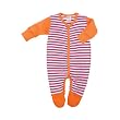 giggle Better Basics Striped Footie (organic Cotton) - Fuschia/orange