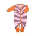 giggle Better Basics Striped Footie (organic Cotton) - Fuschia/orange
