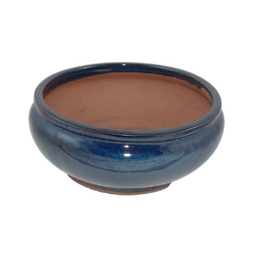 22cm Round Dark Blue Bonsai Pot