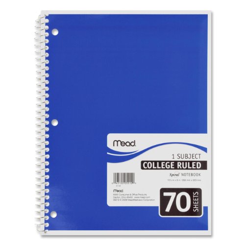 Notebook Spiral Single 70 Sht Ct