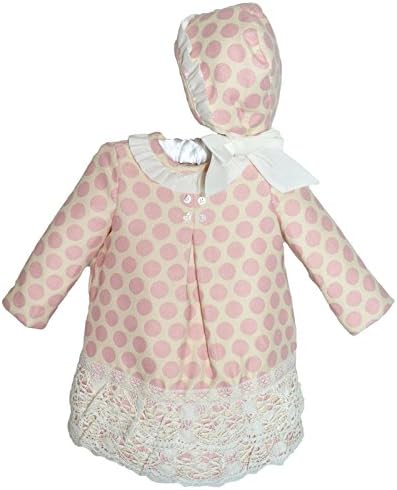 Kerubins Baby Girl Sweet Polka Dot and Lace Dress - Baby-12 Months