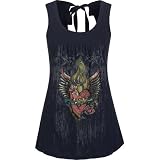 FULL TILT Yoke Tattoo Womens Top - Navy