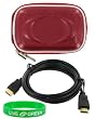 rooCASE Hard Shell (Candy Red) Case and Mini-HDMI to HDMI Cable 1 Meter (3 Feet) for Samsung HMX-U10 Ultra-Compact Full-HD Camcorder Red
